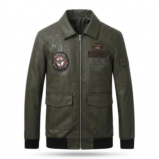 Gentleman Code - Zenor | Bestickt Gerippt Lederjacke Herren