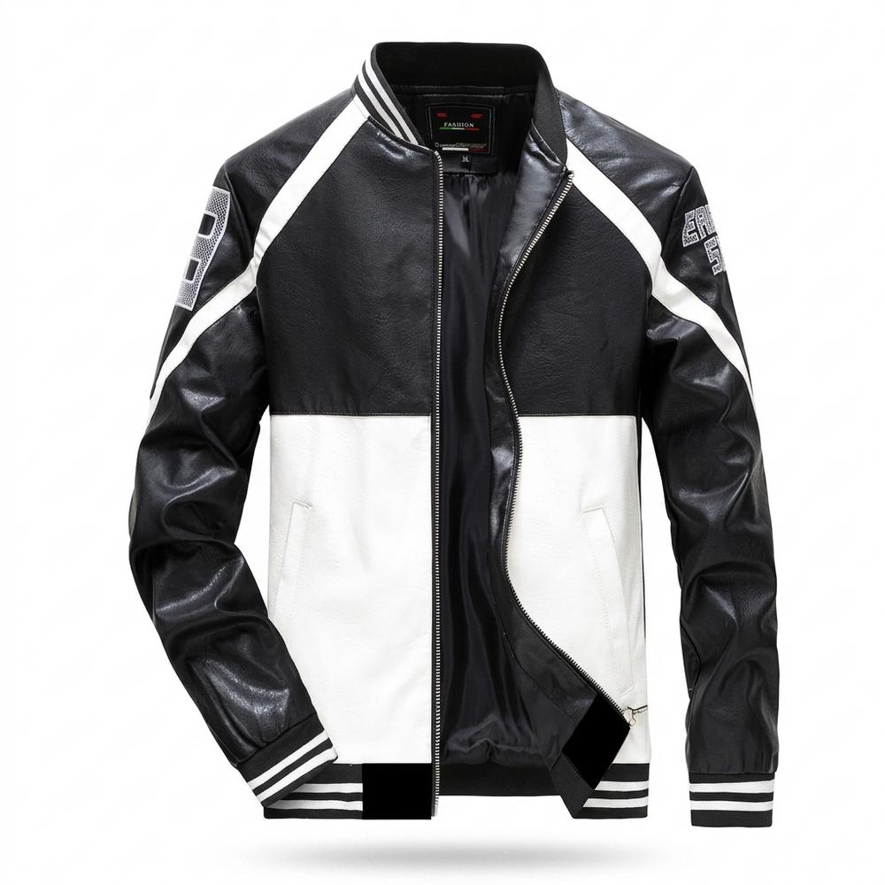 Gentleman Code - Dilul | Gestreifte Gefütterte Lederjacke Herren