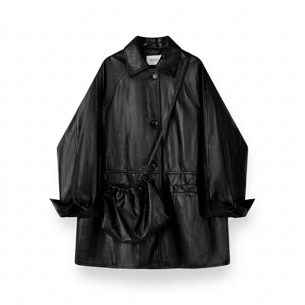 Gentleman Code - Eedan | Geknöpft Oversized Ledermantel Unisex