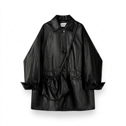 Gentleman Code - Eedan | Geknöpft Oversized Ledermantel Unisex