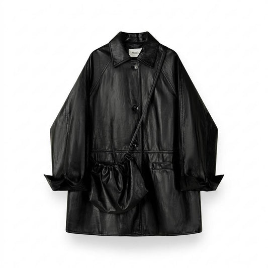Gentleman Code - Eedan | Geknöpft Oversized Ledermantel Unisex