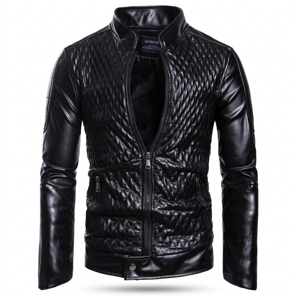 Gentleman Code - Sagam | Gesteppt Tailliert Lederjacke Herren