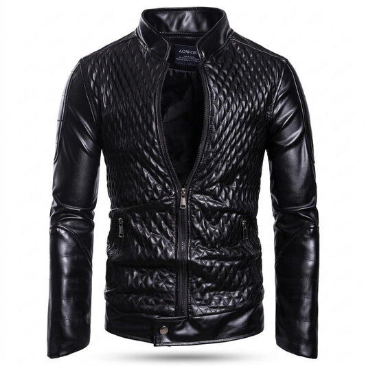 Gentleman Code - Sagam | Gesteppt Tailliert Lederjacke Herren