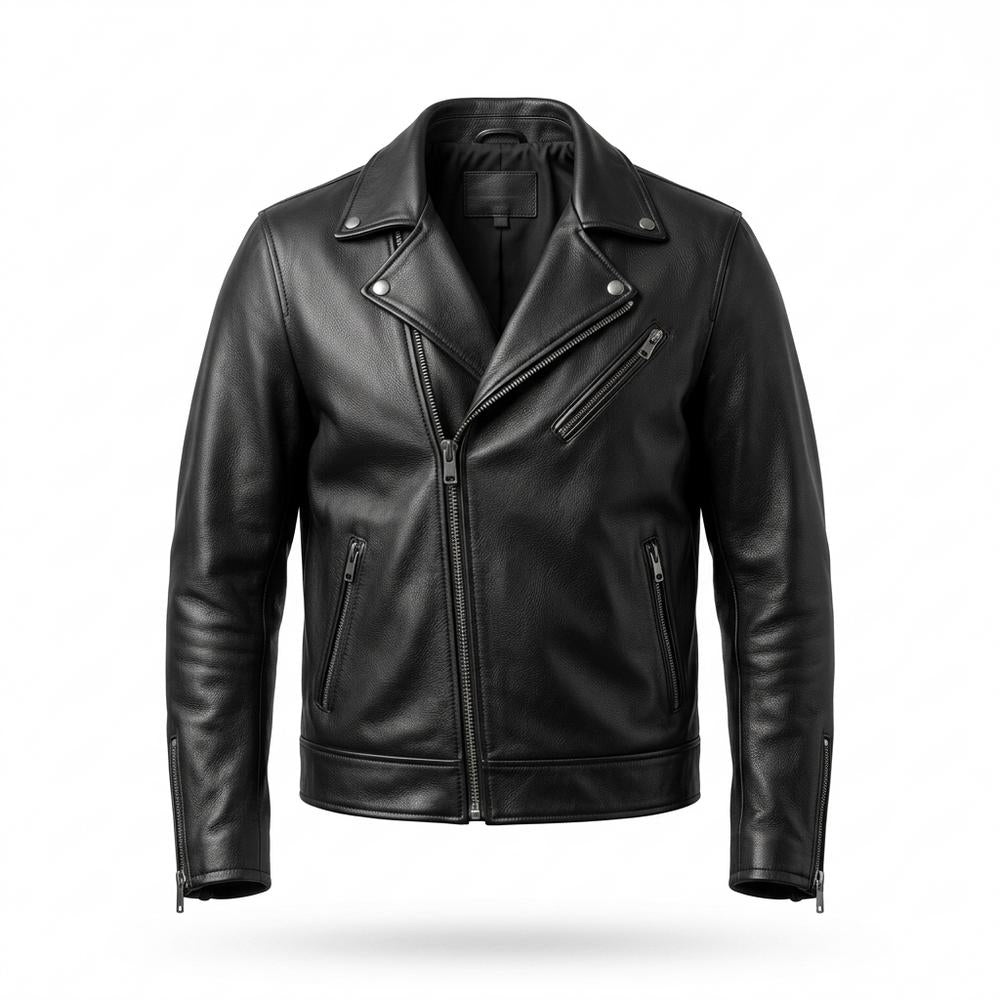 Gentleman Code - Redin | Asymmetrisch Genarbt Lederjacke Herren