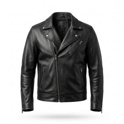 Gentleman Code - Redin | Asymmetrisch Genarbt Lederjacke Herren
