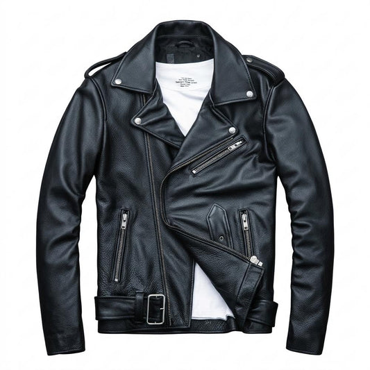 Gentleman Code - Sadan | Asymmetrische Gegürtete Lederjacke Unisex
