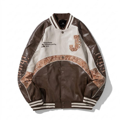 Gentleman Code - Eihak | Geknöpfte Bestickte Lederjacke Unisex