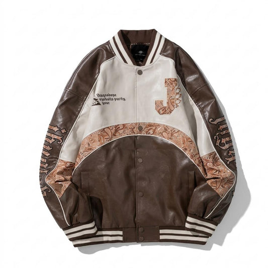 Gentleman Code - Eihak | Geknöpfte Bestickte Lederjacke Unisex