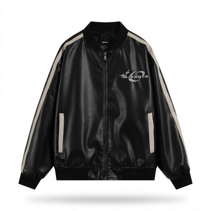Gentleman Code - Yuzel | Glänzend Gestreift Lederjacke Unisex