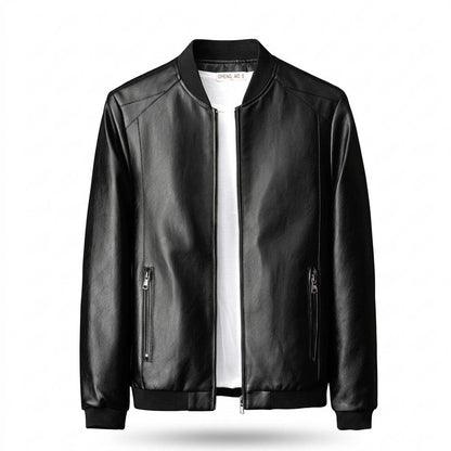 Gentleman Code - Cetus | Glatte Gefütterte Lederjacke Herren