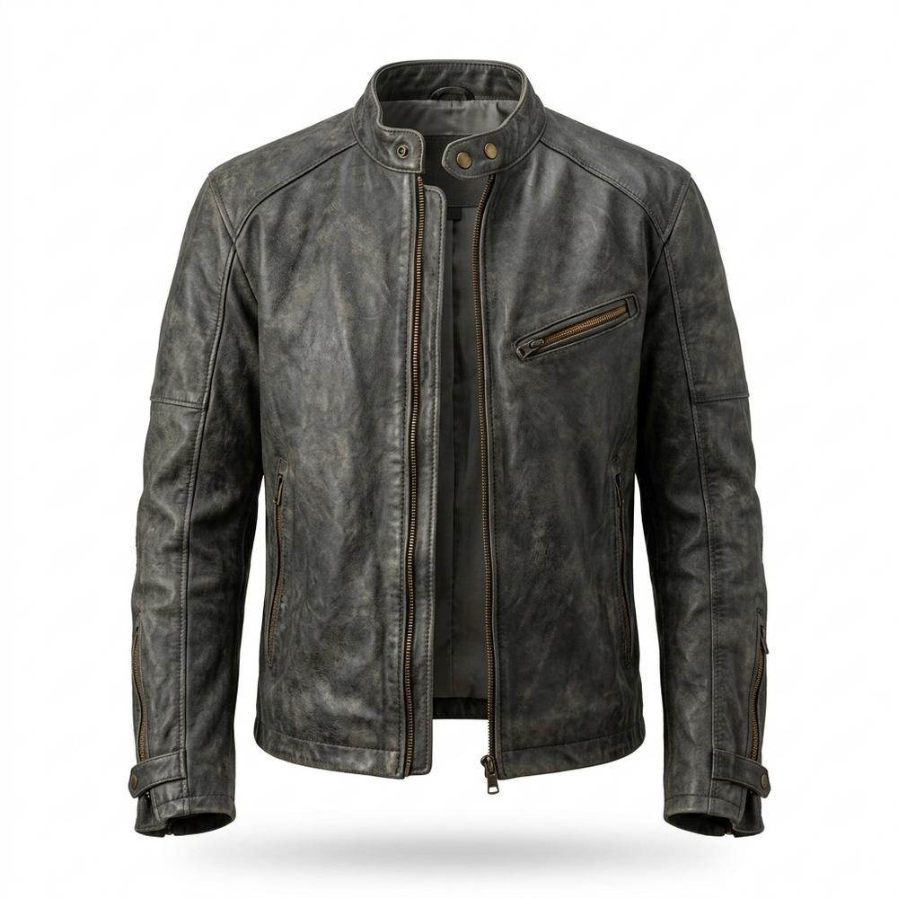Gentleman Code - Lebav | Patiniert Tailliert Lederjacke Herren