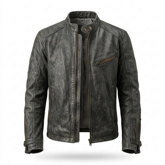 Gentleman Code - Lebav | Patiniert Tailliert Lederjacke Herren