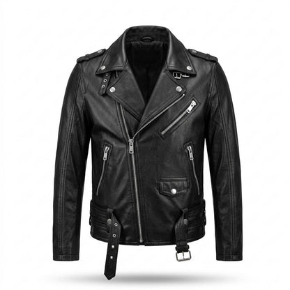 Gentleman Code - Sidok | Asymmetrische Taillierte Lederjacke Herren
