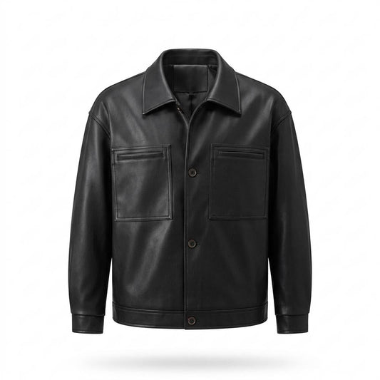Gentleman Code - Talev | Geknöpfte Aufgesetzte Lederjacke Herren