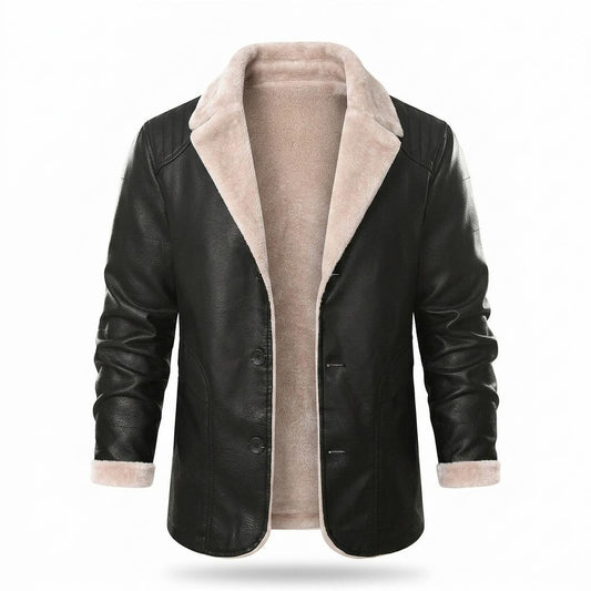 Gentleman Code - Masil | Gefütterte Geknöpfte Lederjacke Herren
