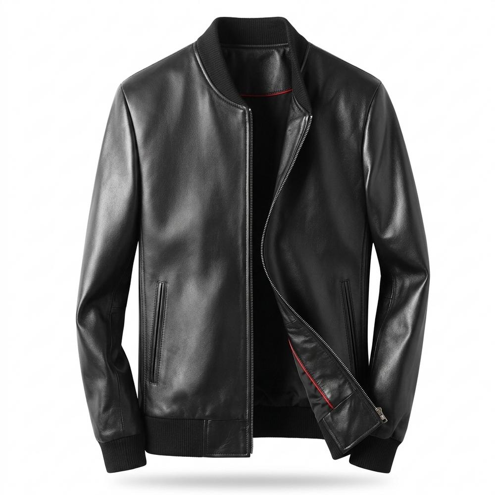 Gentleman Code - Mazar | Gefüttert Stehkragen Lederjacke Herren