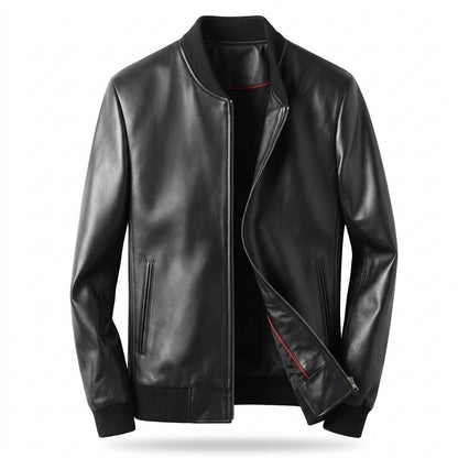 Gentleman Code - Mazar | Gefüttert Stehkragen Lederjacke Herren