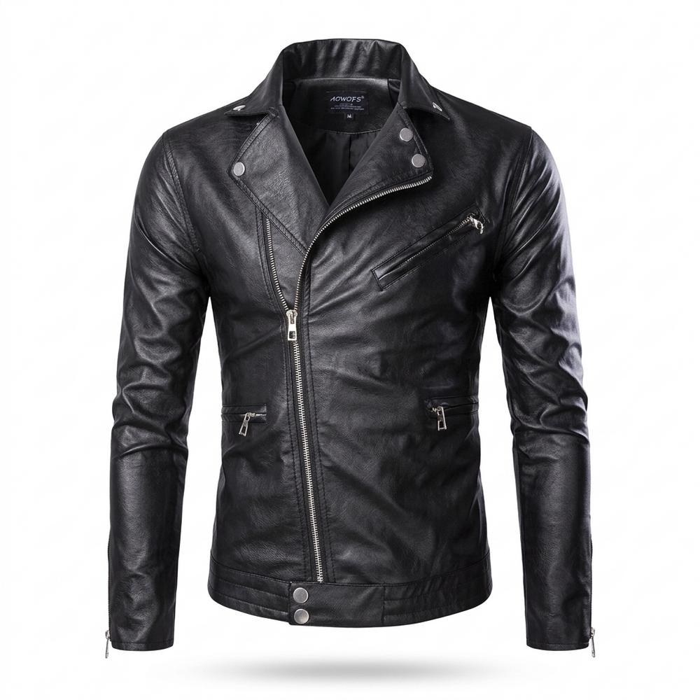 Gentleman Code - Eavek | Taillierte Asymmetrische Lederjacke Herren
