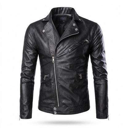 Gentleman Code - Eavek | Taillierte Asymmetrische Lederjacke Herren