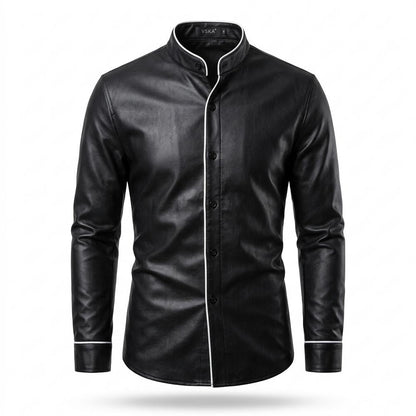 Gentleman Code - Eavis | Tailliert Gepaspelt Lederjacke Herren