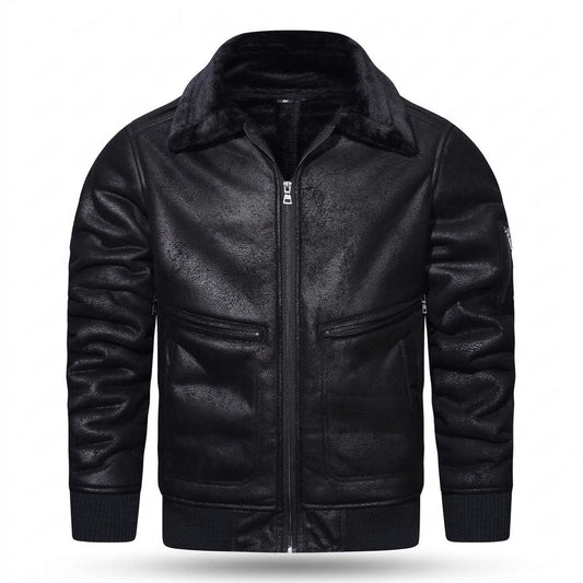 Gentleman Code - Migim | Gefüttert Strukturiert Lederjacke Herren