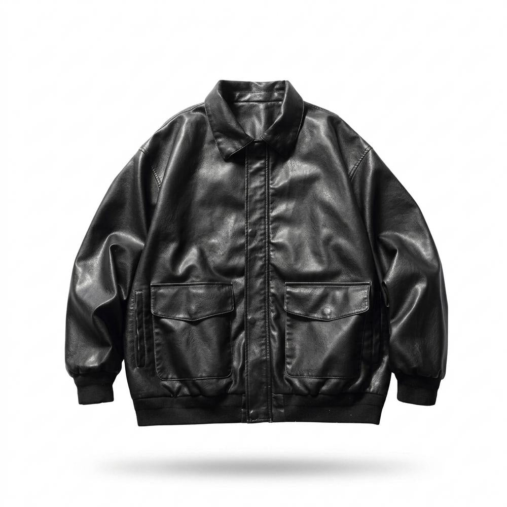 Gentleman Code - Lavil | Locker Aufgesetzt Lederjacke Unisex