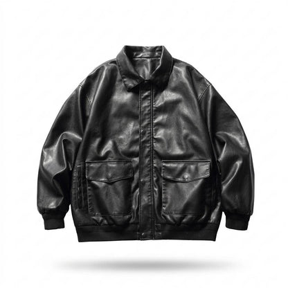 Gentleman Code - Lavil | Locker Aufgesetzt Lederjacke Unisex
