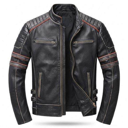 Gentleman Code - Mafom | Geprägt Tailliert Lederjacke Herren
