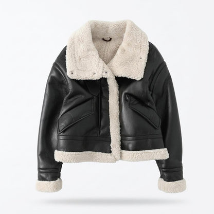 Gentleman Code - Nezid | Gefüttert Kurzgeschnitten Lederjacke Damen