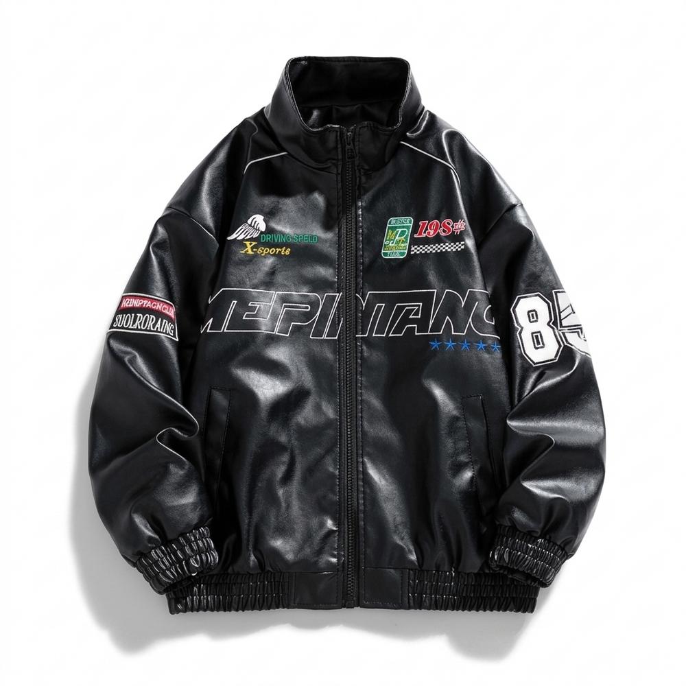 Gentleman Code - Numat | Bestickte Grafische Lederjacke Unisex