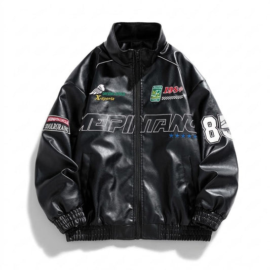 Gentleman Code - Numat | Bestickte Grafische Lederjacke Unisex