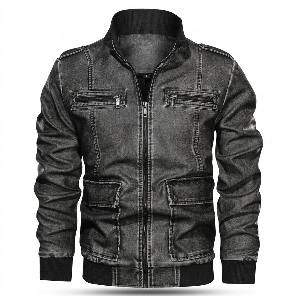 Gentleman Code - Dabik | Gewaschen Strukturiert Lederjacke Herren