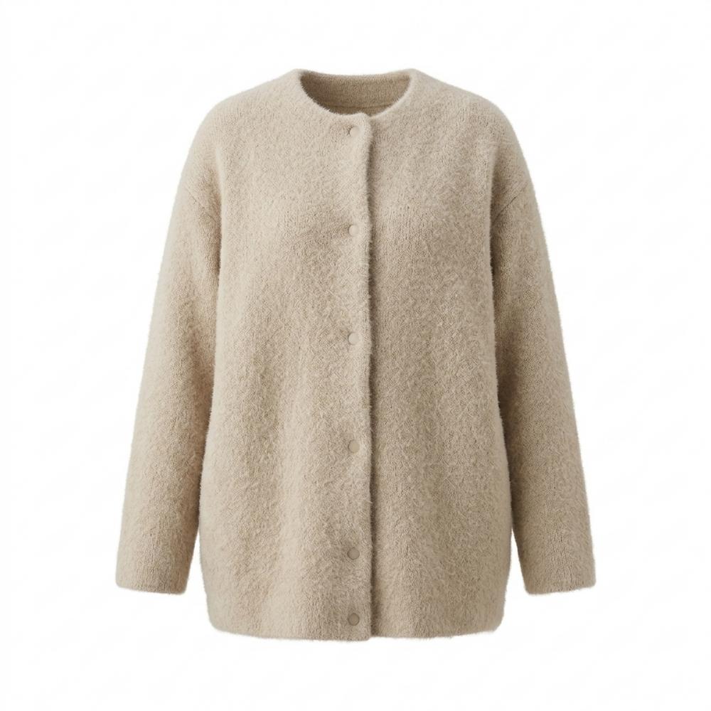 Gentleman Code - Tofek | Kragenlos Strukturiert Cardigan Damen