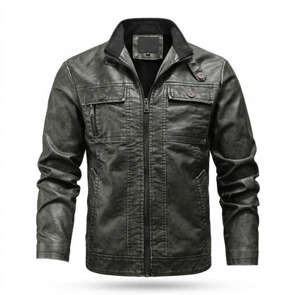 Gentleman Code - Kokom | Gefüttert Strukturiert Lederjacke Herren