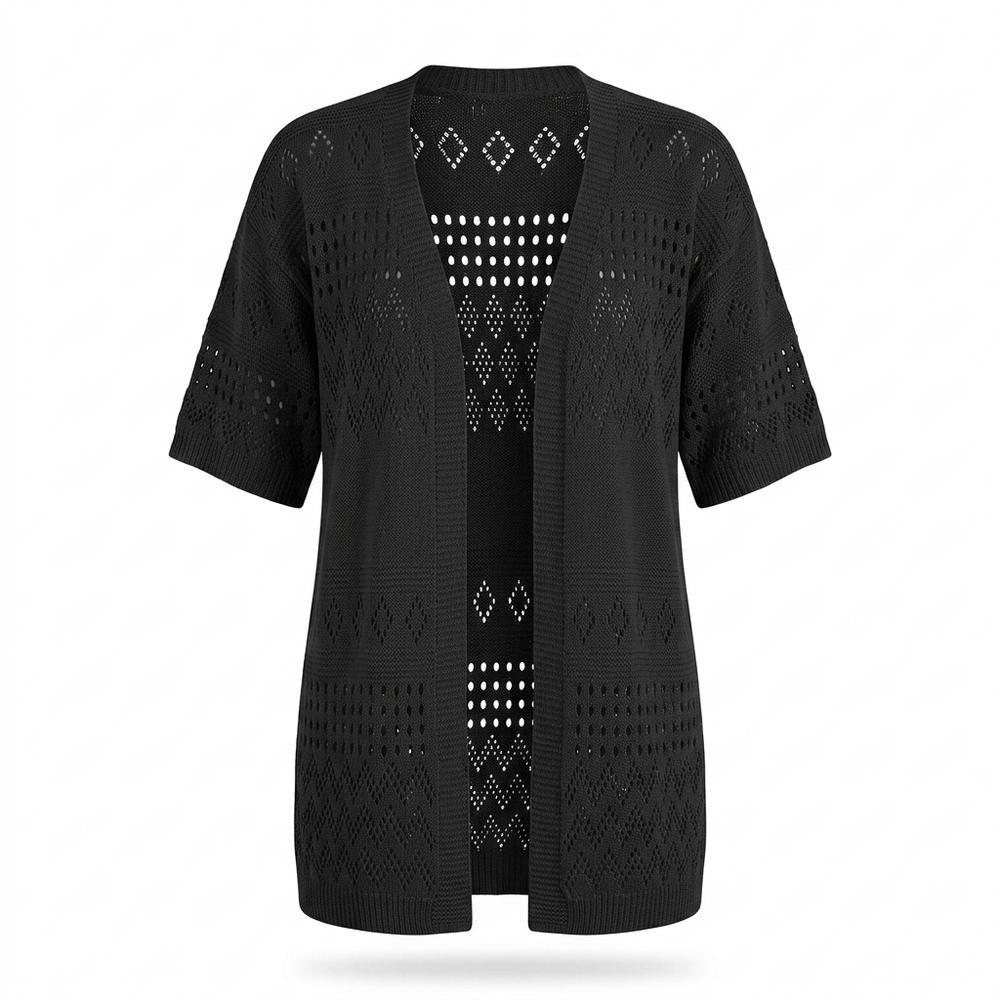 Gentleman Code - Mozus | Lochgestrickt Kurzärmlig Cardigan Damen