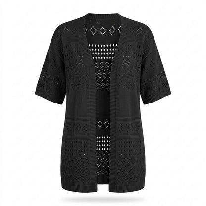 Gentleman Code - Mozus | Lochgestrickt Kurzärmlig Cardigan Damen