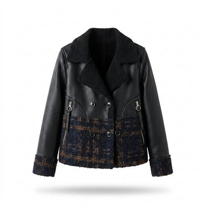 Gentleman Code - Vativ | Kombiniert Doppelreihig Lederjacke Damen