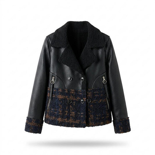 Gentleman Code - Vativ | Kombiniert Doppelreihig Lederjacke Damen