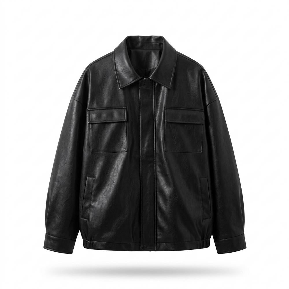 Gentleman Code - Nozel | Oversized Kentkragen Lederjacke Unisex