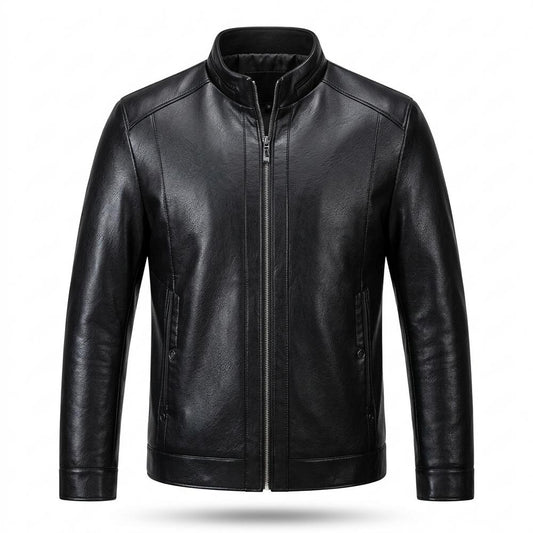 Gentleman Code - Kemor | Stehkragen Gefüttert Lederjacke Herren