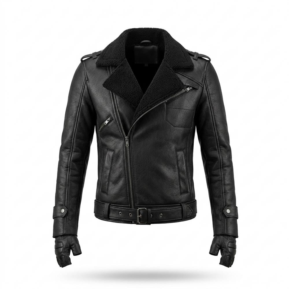 Gentleman Code - Koras | Asymmetrisch Gefüttert Lederjacke Herren