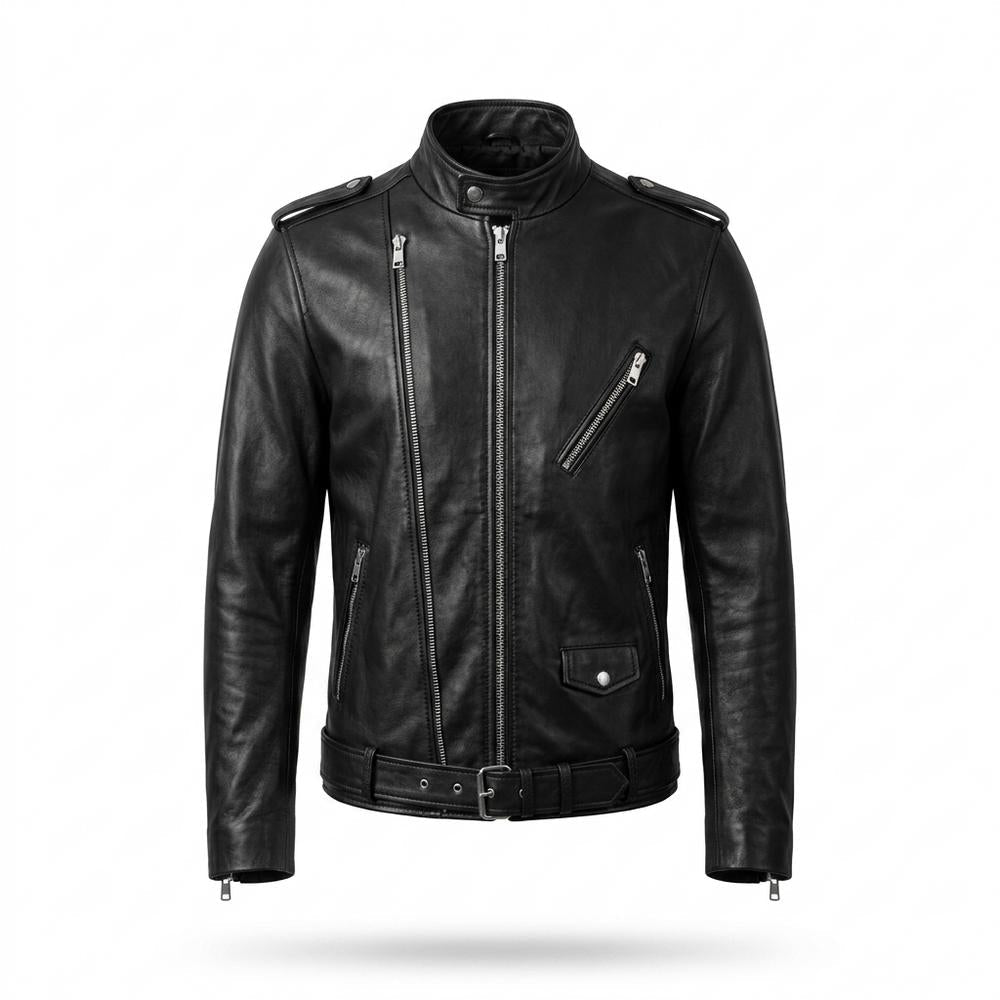 Gentleman Code - Lamon | Asymmetrisch Gegürtet Lederjacke Herren