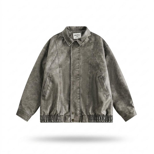 Gentleman Code - Torek | Verwaschen Kastig Lederjacke Unisex