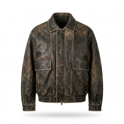 Gentleman Code - Tavok | Patiniert Oversized Lederjacke Unisex