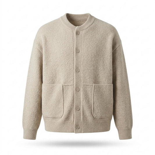 Gentleman Code - Rumal | Strukturiert Kragenlos Cardigan Herren