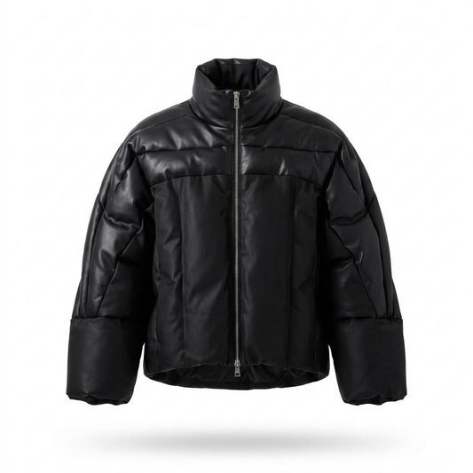 Gentleman Code - Zemav | Gesteppt Glänzend Lederjacke Herren