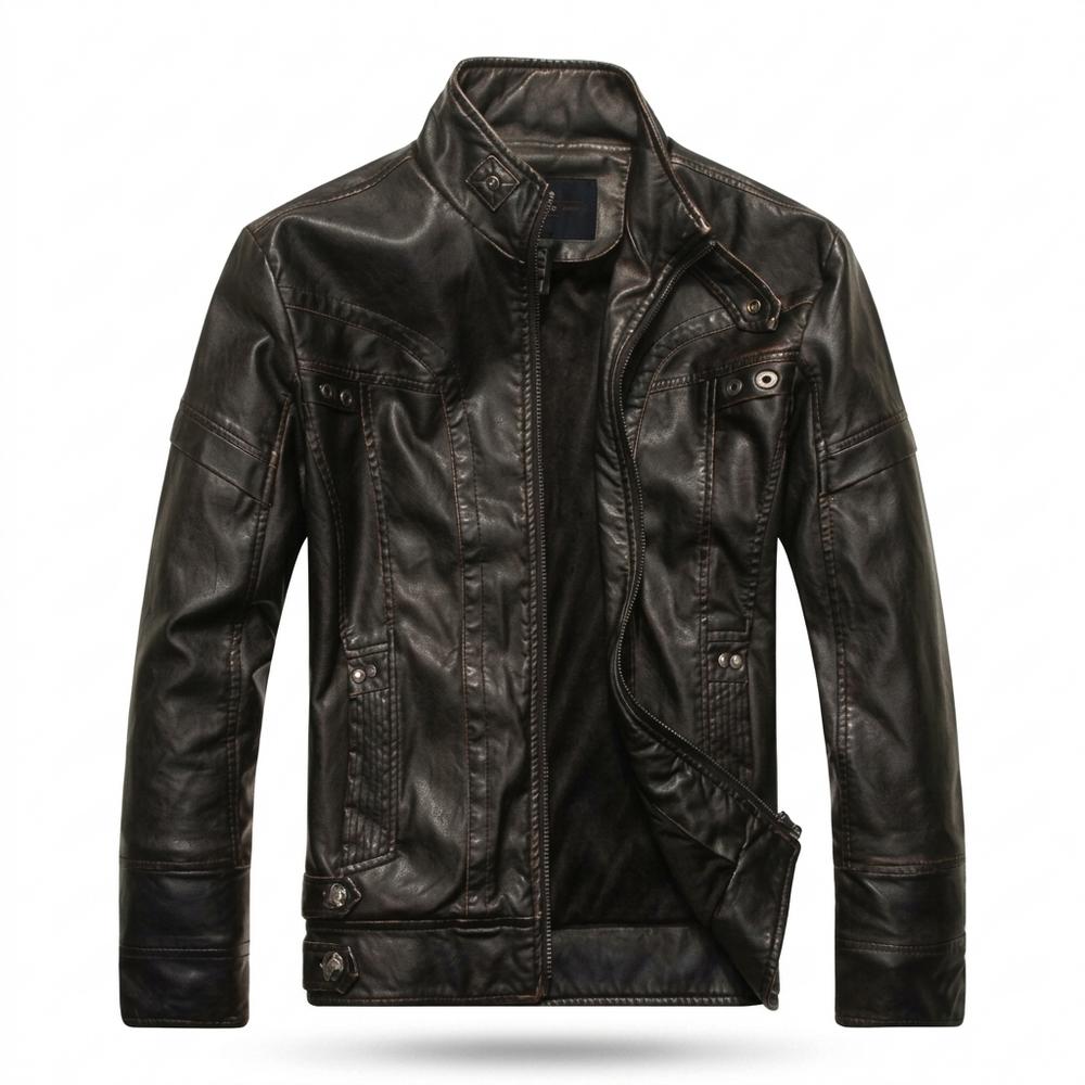 Gentleman Code - Vasin | Figurbetont Gewaschen Lederjacke Herren