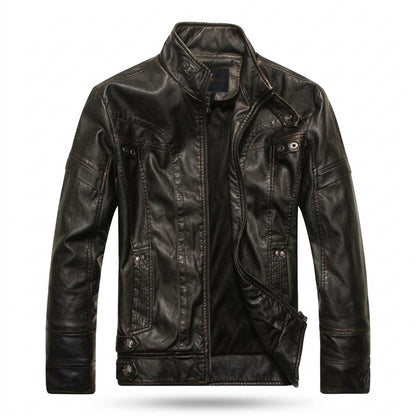 Gentleman Code - Vasin | Figurbetont Gewaschen Lederjacke Herren