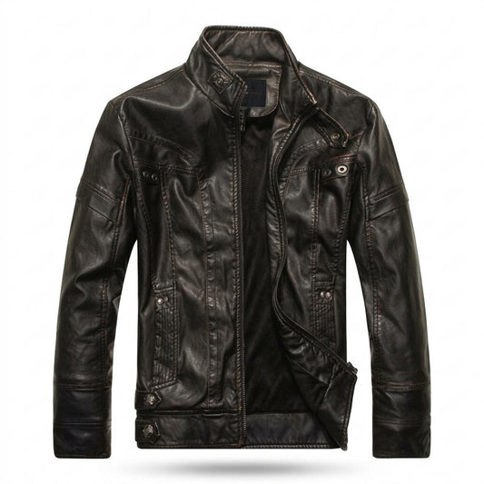 Gentleman Code - Vasin | Figurbetont Gewaschen Lederjacke Herren