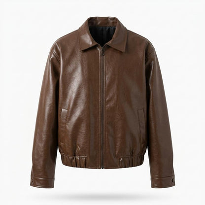 Gentleman Code - Lamin | Gefütterte Glänzende Lederjacke Herren
